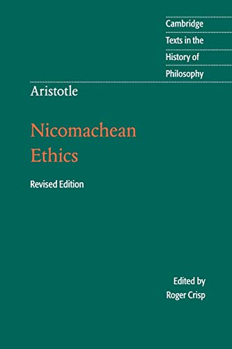 Book cover for Aristotle's Nicomachean Ethics, Cambridge Texts in the History of Philosophy, green background.