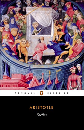 Book cover: “Poetics” by Aristotle, featuring medieval illuminated manuscript art.