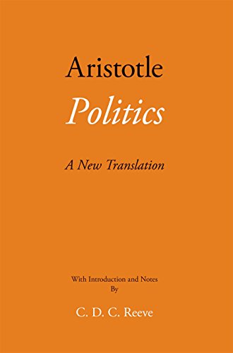 Book cover with orange background, black and white text reading Aristotle Politics C. D. Reeve.