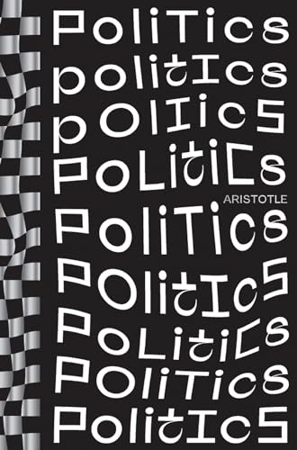 Book cover: "Politics" by Aristotle, with repeated text and checkered design.