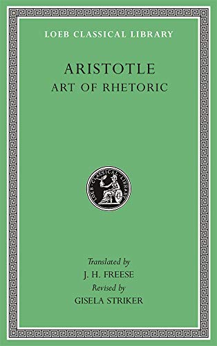 Green book cover with gold border, title “Rhetoric” by Aristotle.