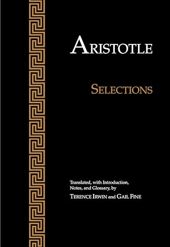 Black book cover with gold Greek key border and title "Aristotle: Selections".