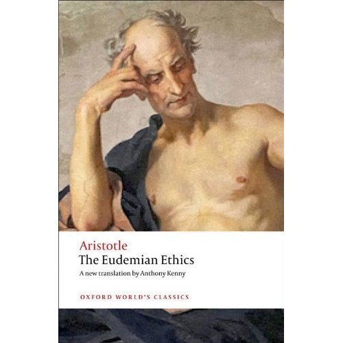Book cover: portrait of a pensive man, title “The Eudemian Ethics”.