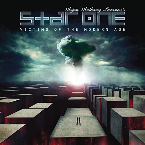 Album cover for Star One’s “Victims of The Modern Age” with a mushroom cloud.
