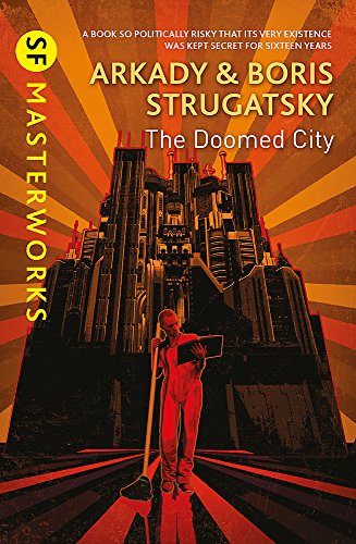 Book cover: "The Doomed City" by Arkady & Boris Strugatsky, with a cityscape.
