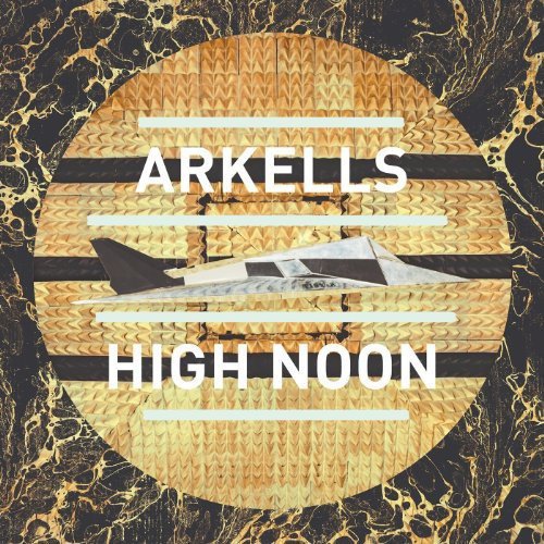 Arkells "High Noon" CD cover: airplane and gold, textured circular design.