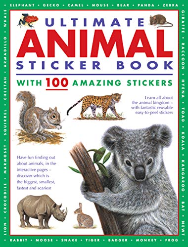 The cover of the Ultimate Animal Sticker Book features a koala and other animals.