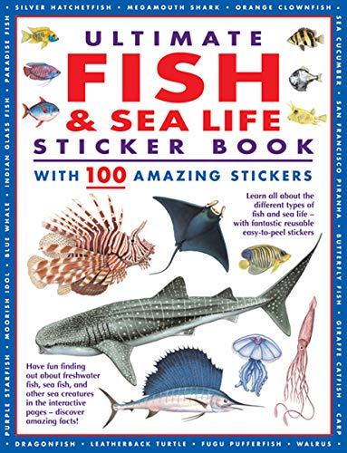 Colorful sticker book cover featuring various fish and sea creatures.