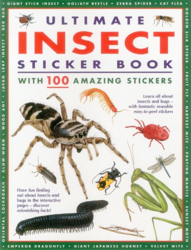 Insect sticker book cover featuring detailed illustrations of various bugs.