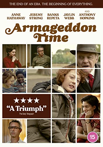 Armageddon Time" DVD cover with collage of cast photos and review quote.