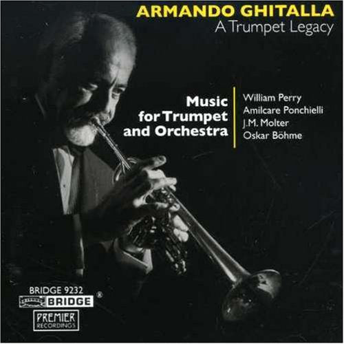 Armando Ghitalla playing trumpet, album cover for "A Trumpet Legacy.