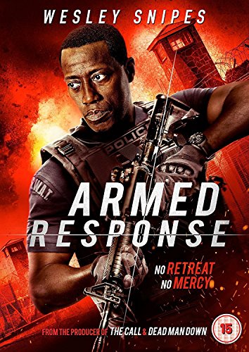 DVD cover for "Armed Response" featuring Wesley Snipes holding a gun, with a prison background.