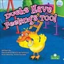 Yellow cartoon duck on a playground slide, book cover illustration.