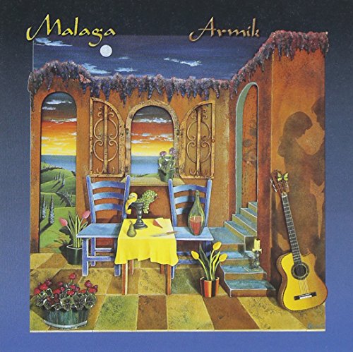CD cover for Armik’s “Malaga” featuring a painted Spanish courtyard scene.