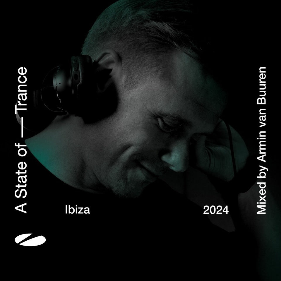 Armin van Buuren with headphones, album art for "State of Trance Ibiza 24".
