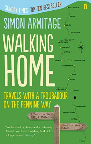 Book cover for Walking Home by Simon Armitage featuring a map and signpost.