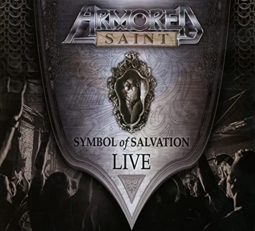 Armored Saint "Symbol of Salvation Live" CD cover with ornate shield design.