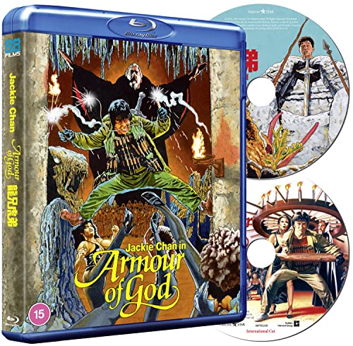 Armour Of God" Blu-ray case with Jackie Chan action scene cover art.