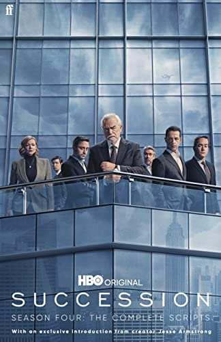 “Succession” Season Four scripts cover featuring cast on a building balcony.