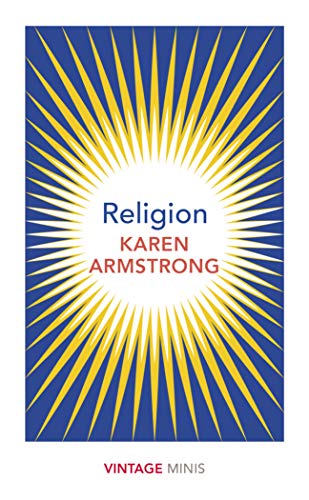 Book cover: “Religion” by Karen Armstrong, with yellow sunburst design.