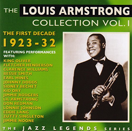 Louis Armstrong CD cover, featuring a portrait of Armstrong with his trumpet.