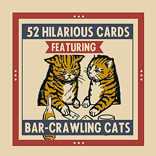 Playing cards box with illustration of two cats at a bar.