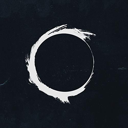 Black album cover with a rough, white circular brushstroke design.