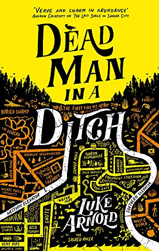 Book cover with bold yellow text and a detailed, illustrated map.