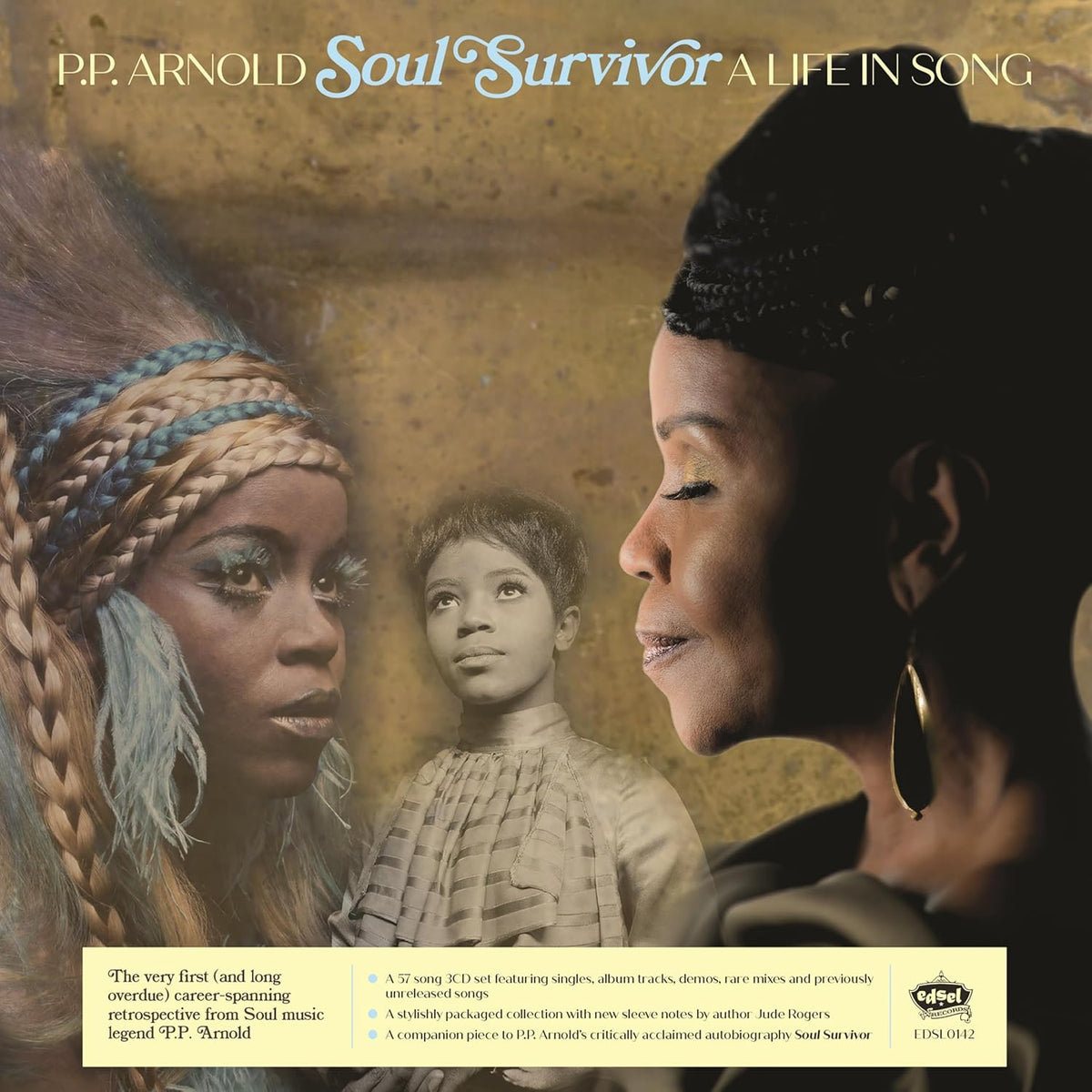 Album cover featuring three portraits of P.P. Arnold against a textured gold background.