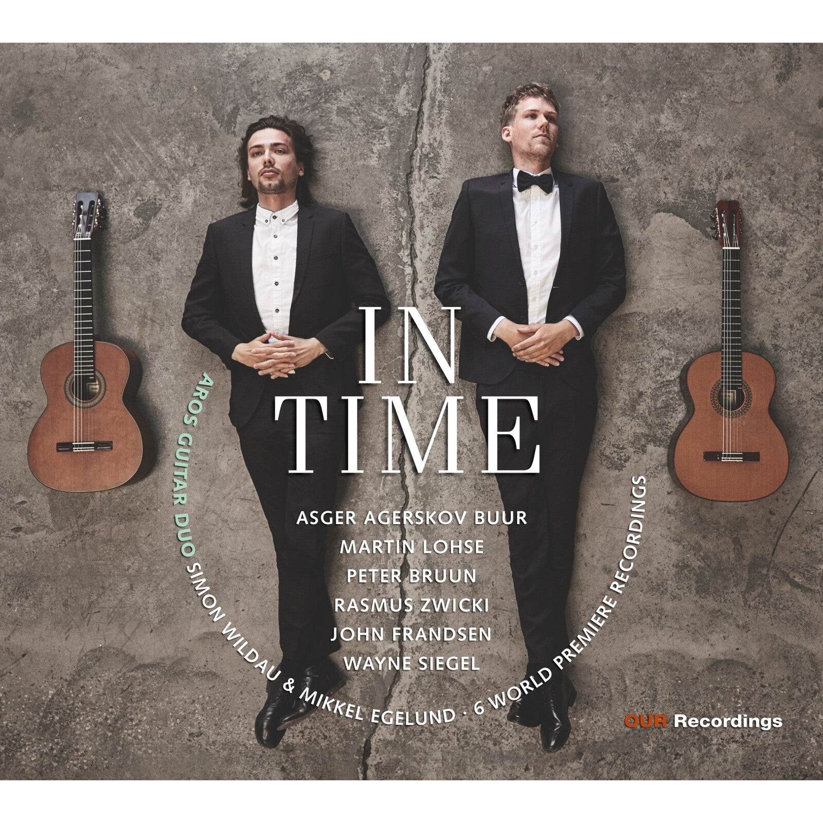 CD cover featuring two formally dressed guitarists and the title "In Time".