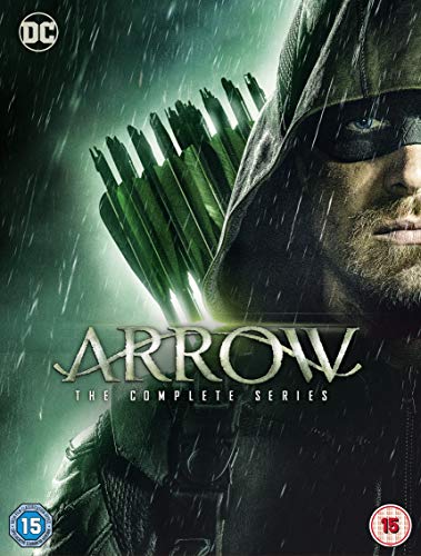 DVD cover for Arrow Season 1, featuring a hooded archer in rain.