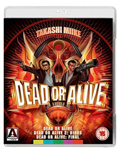 Blu-ray case for “Dead or Alive” trilogy, featuring two men with guns.