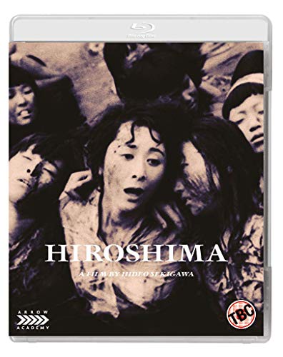 Blu-ray cover for “Hiroshima,” showing distressed faces in black and white.