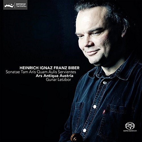 "CD cover featuring a man holding a violin against a black background."