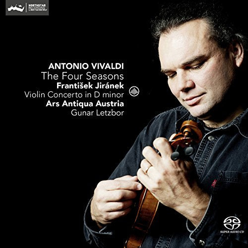 "CD cover featuring a man holding a violin against a black background."
