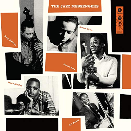 Album cover featuring black and white photographs of The Jazz Messengers on orange backgrounds.