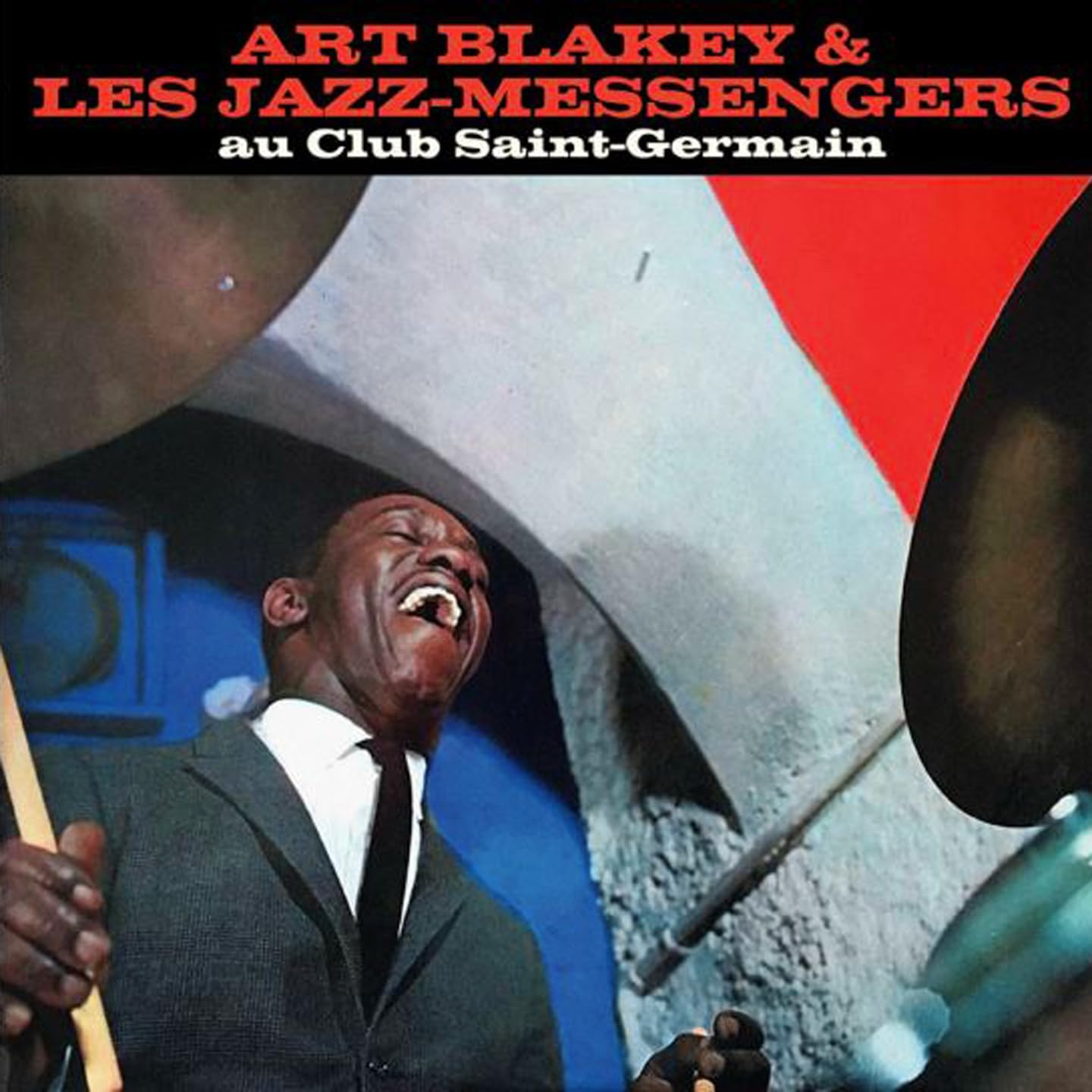 Art Blakey jazz album cover featuring a drummer in performance.