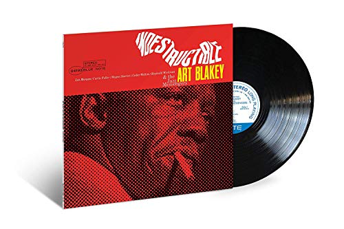 Art Blakey & The Jazz Messengers "Indestructible" vinyl record with red cover.