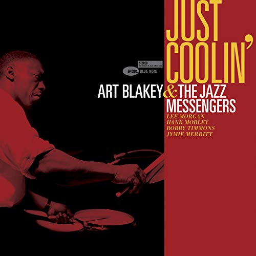 Art Blakey drumming, album cover for “Just Coolin’” jazz CD.