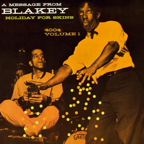 Art Blakey album cover: two musicians with a drum and coins.