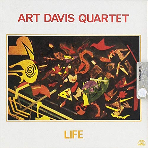 CD cover for Art Davis Quartet’s “Life” with abstract, colorful artwork.