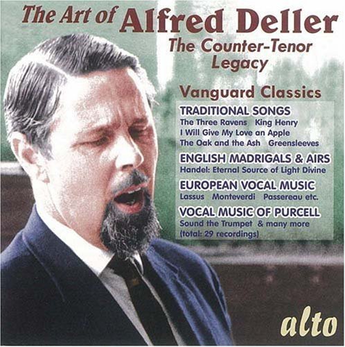 CD cover featuring a portrait of Alfred Deller with text listing his musical repertoire.