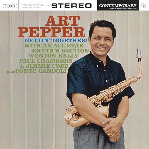 Art Pepper album cover featuring the saxophonist with his instrument.