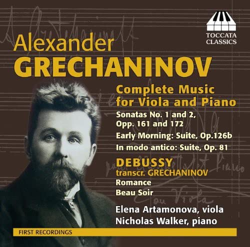 CD cover for Alexander Grechaninov’s viola music featuring a portrait.