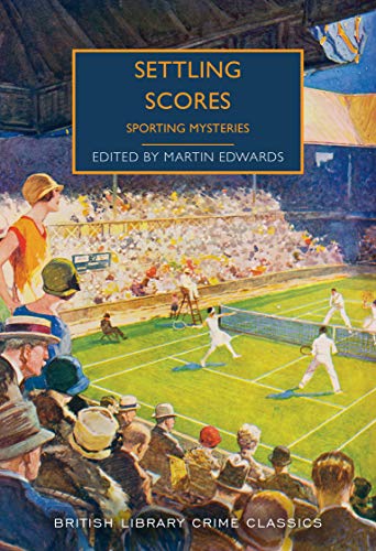 Book cover: "Settling Scores" with a vintage tennis match illustration.