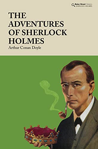Book cover for The Adventures of Sherlock Holmes featuring a man with a pipe.