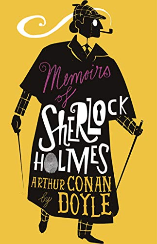 Yellow book cover featuring a silhouetted Sherlock Holmes with a pipe.