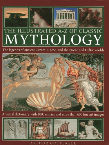 "Book cover with 'The Birth of Venus' painting and mythological images on red background."