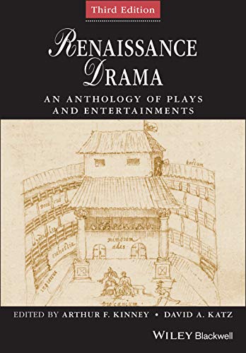 Book cover: “Renaissance Drama” anthology with a sketch of The Globe Theatre.