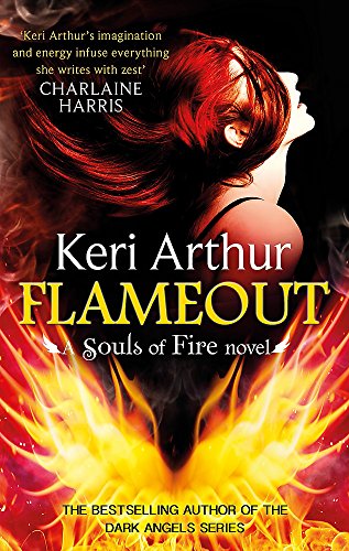 Book cover: “Flameout (Souls of Fire)” with a woman and fiery phoenix.